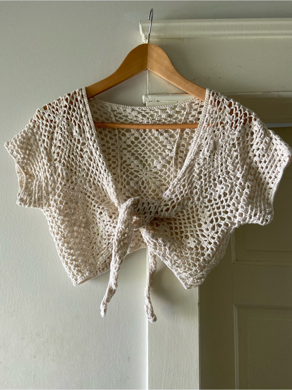 Vintage Crochet Tie-Front Top